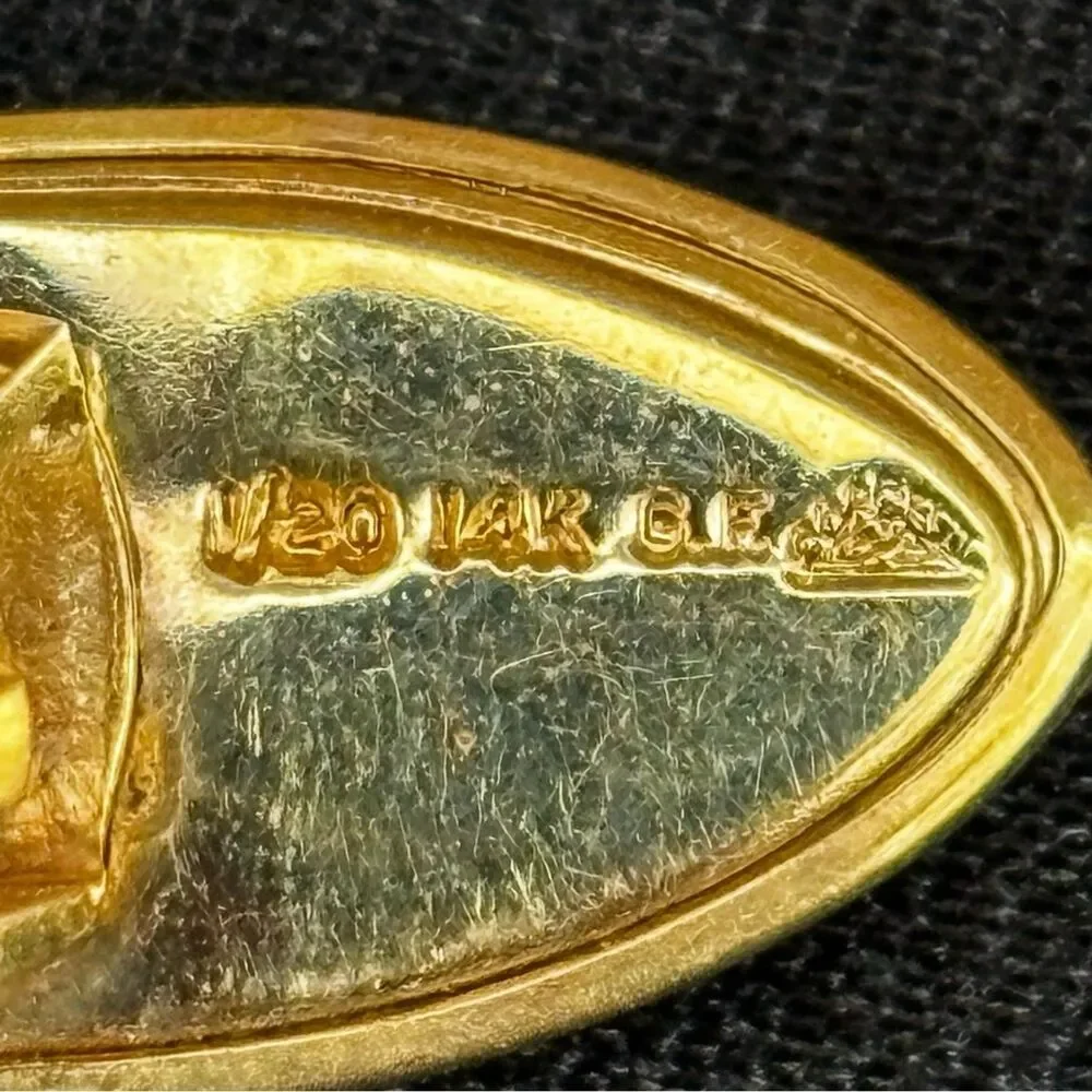 Vintage 1/20 14K Gold Filled Long Oval Tiger Eye Cufflinks Retro Eclectic